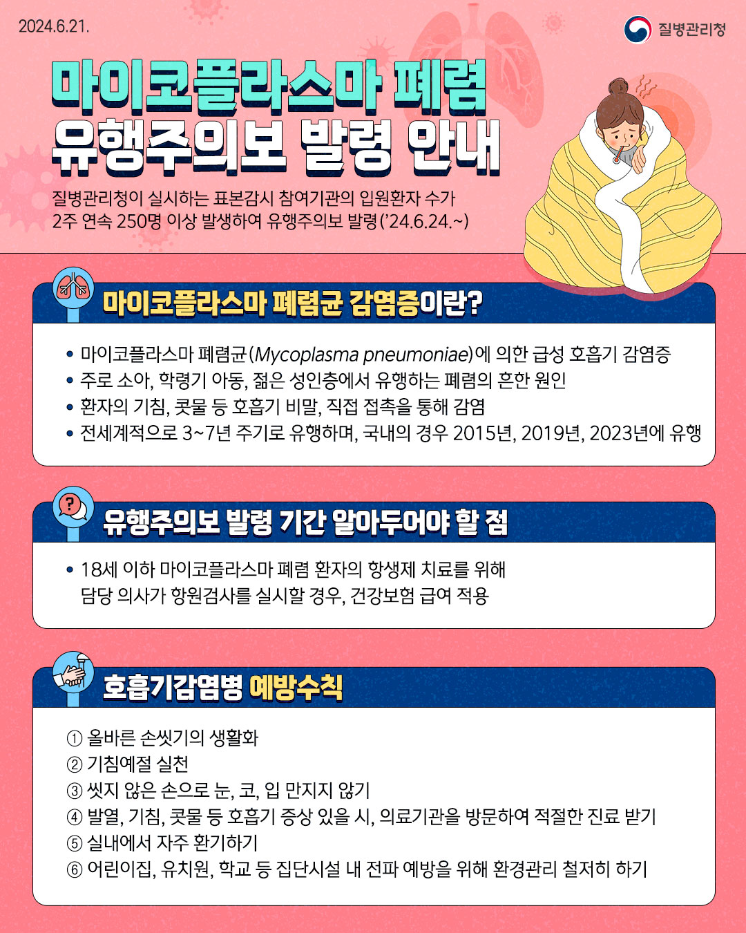 마이코플라스마 폐렴 유행주의보 발령 안내1